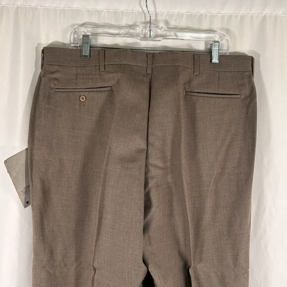 New Vintage Haggar Wool Blend Dress pants 38x30 Brown Flat Front Pockets - Picture 6 of 8